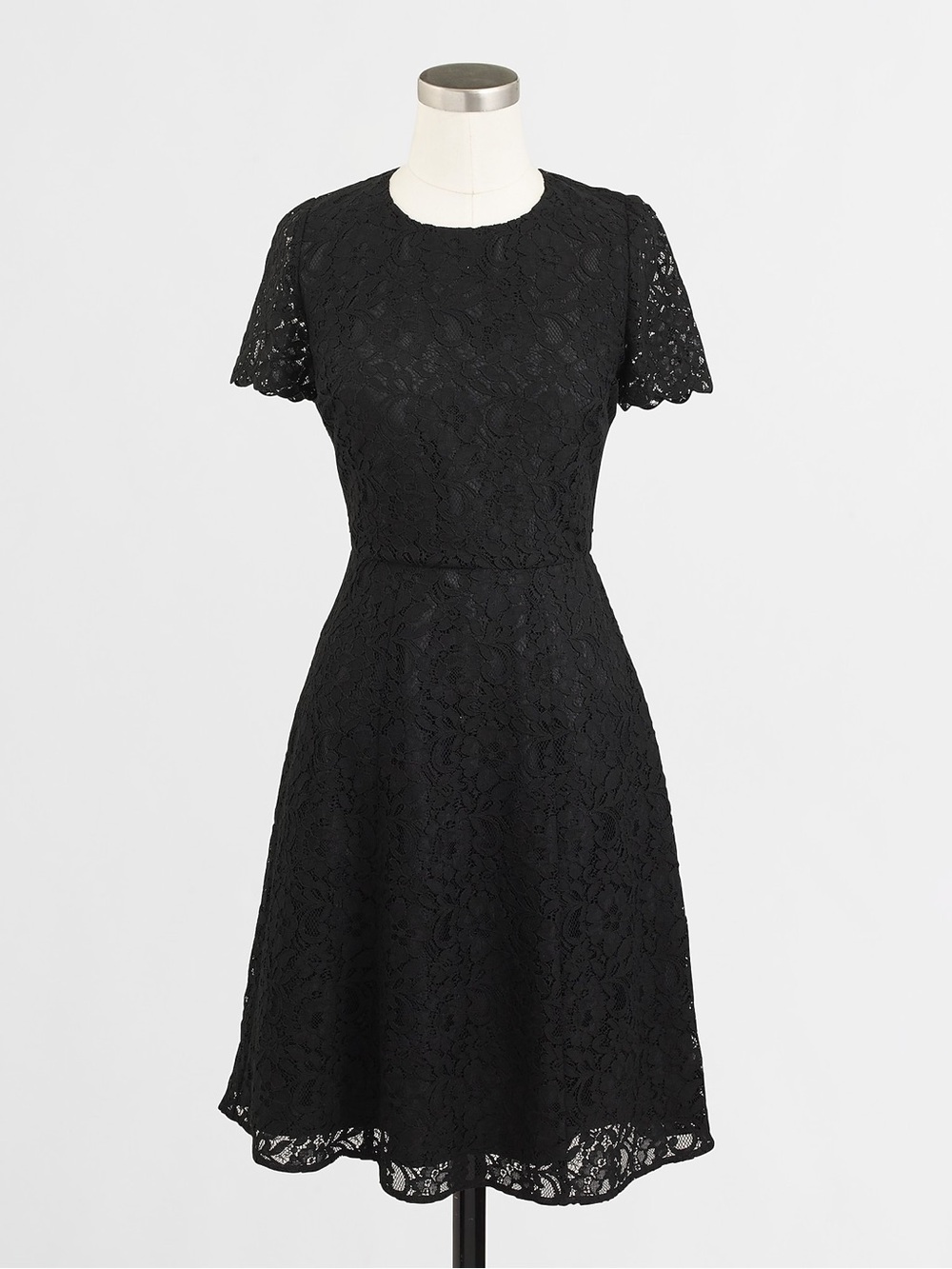 J. Crew Black Lace Midi Fit-and-Flare Dress